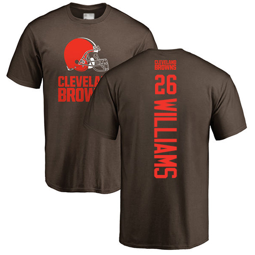Men Cleveland Browns Greedy Williams Brown Jersey #26 NFL Football Backer T Shirt